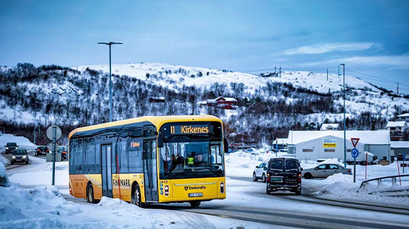 Desafios para os autocarros elétricos a bateria no clima ártico